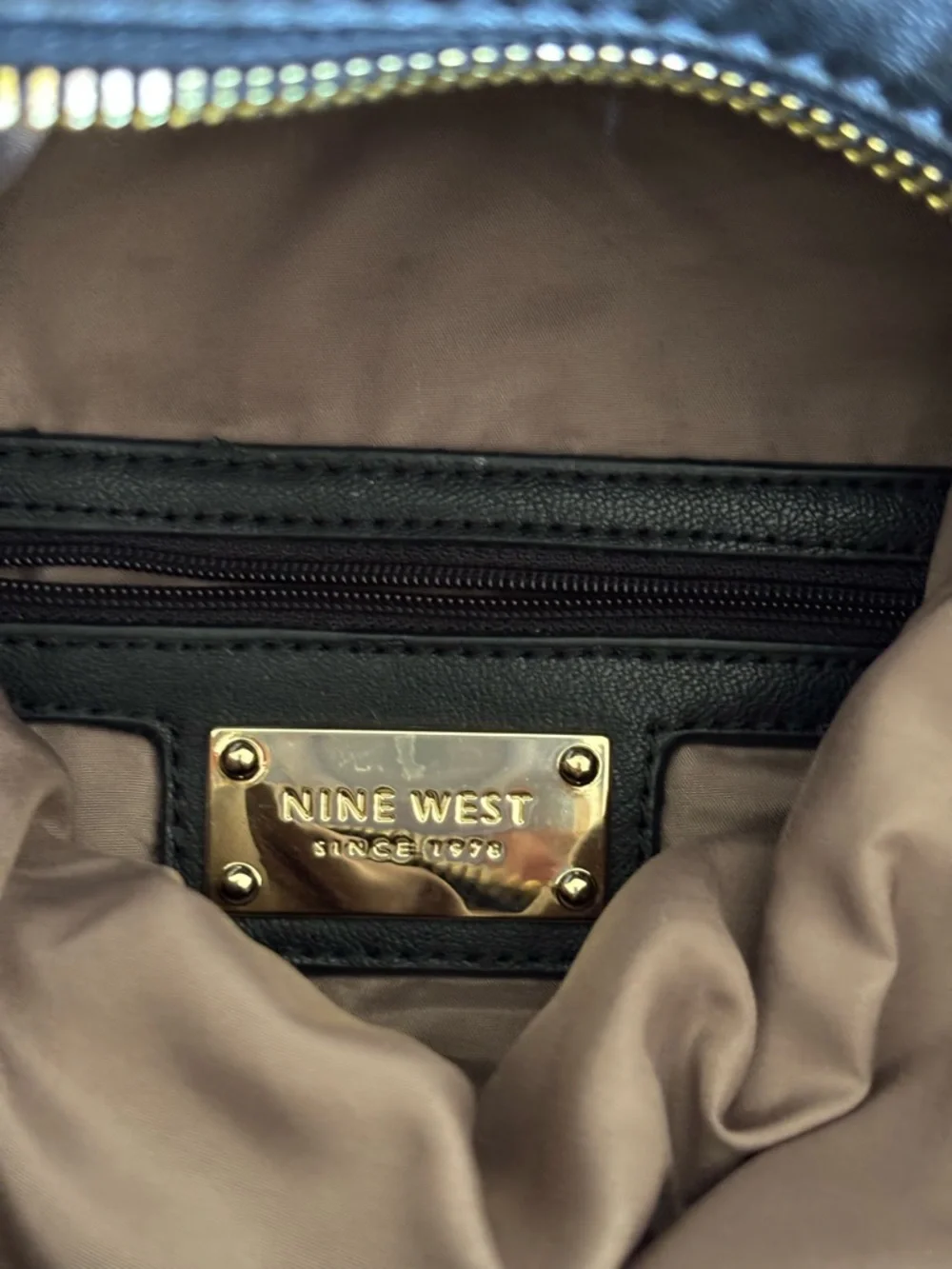 Nine West Fold-Over Clutch with Gold Chain Strap Women's Black